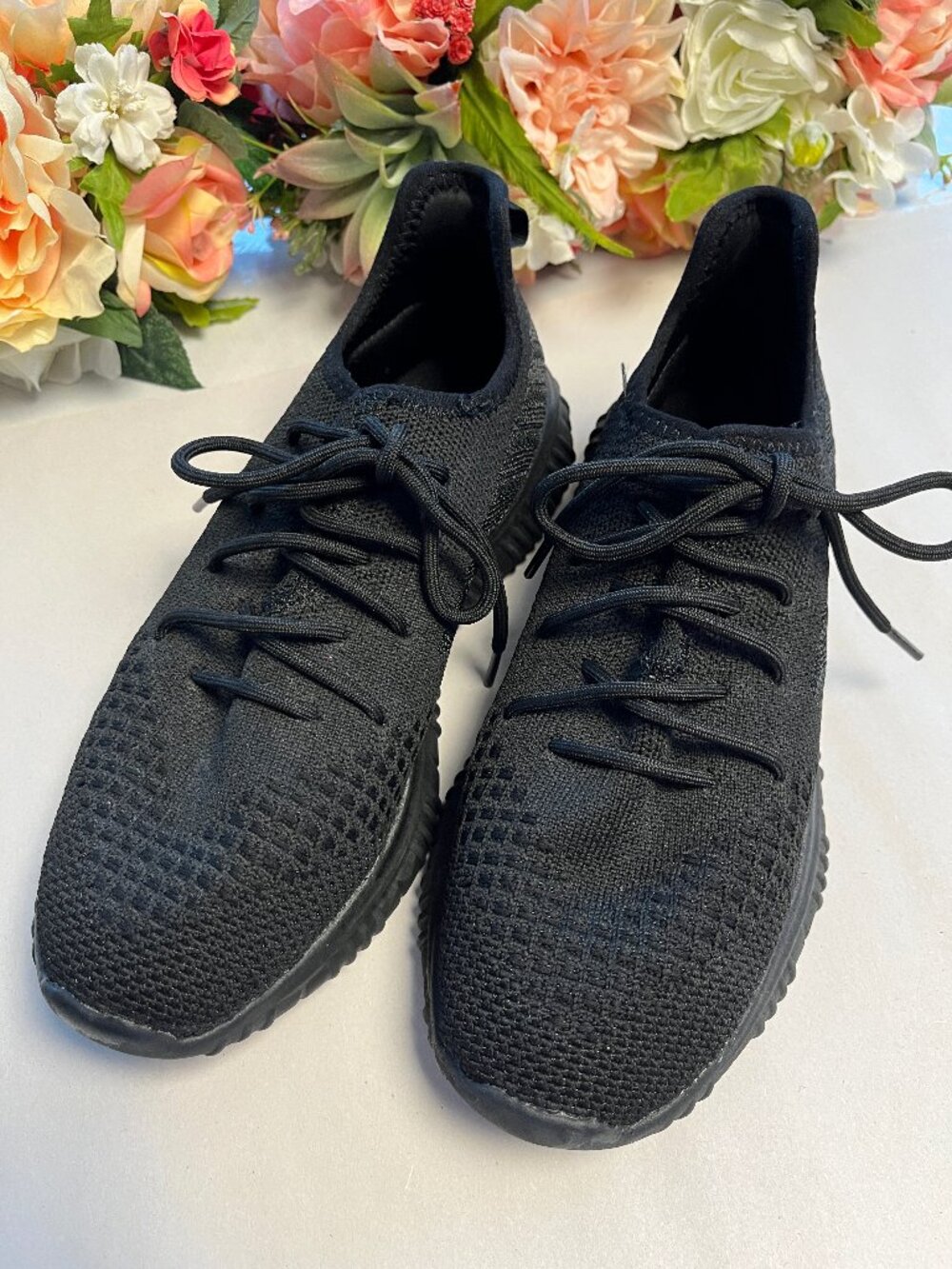 Avia Memory Foam Knit Athletic Sneakers Black Lace Up Womens 8